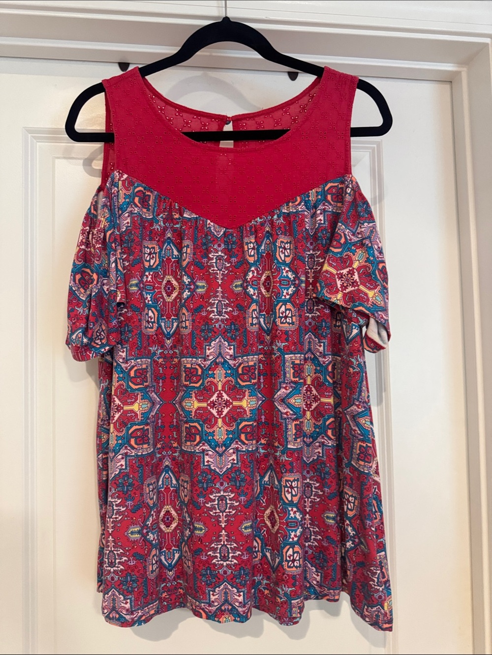 torrid Pink and Blue Mosaic Knit Top